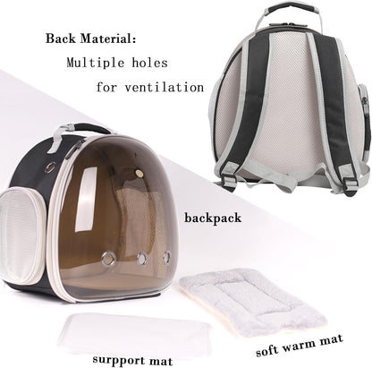 Bearded Dragon Backpack Carrier with Clear Bubble Window for Small Animal,with Soft Warm Mat