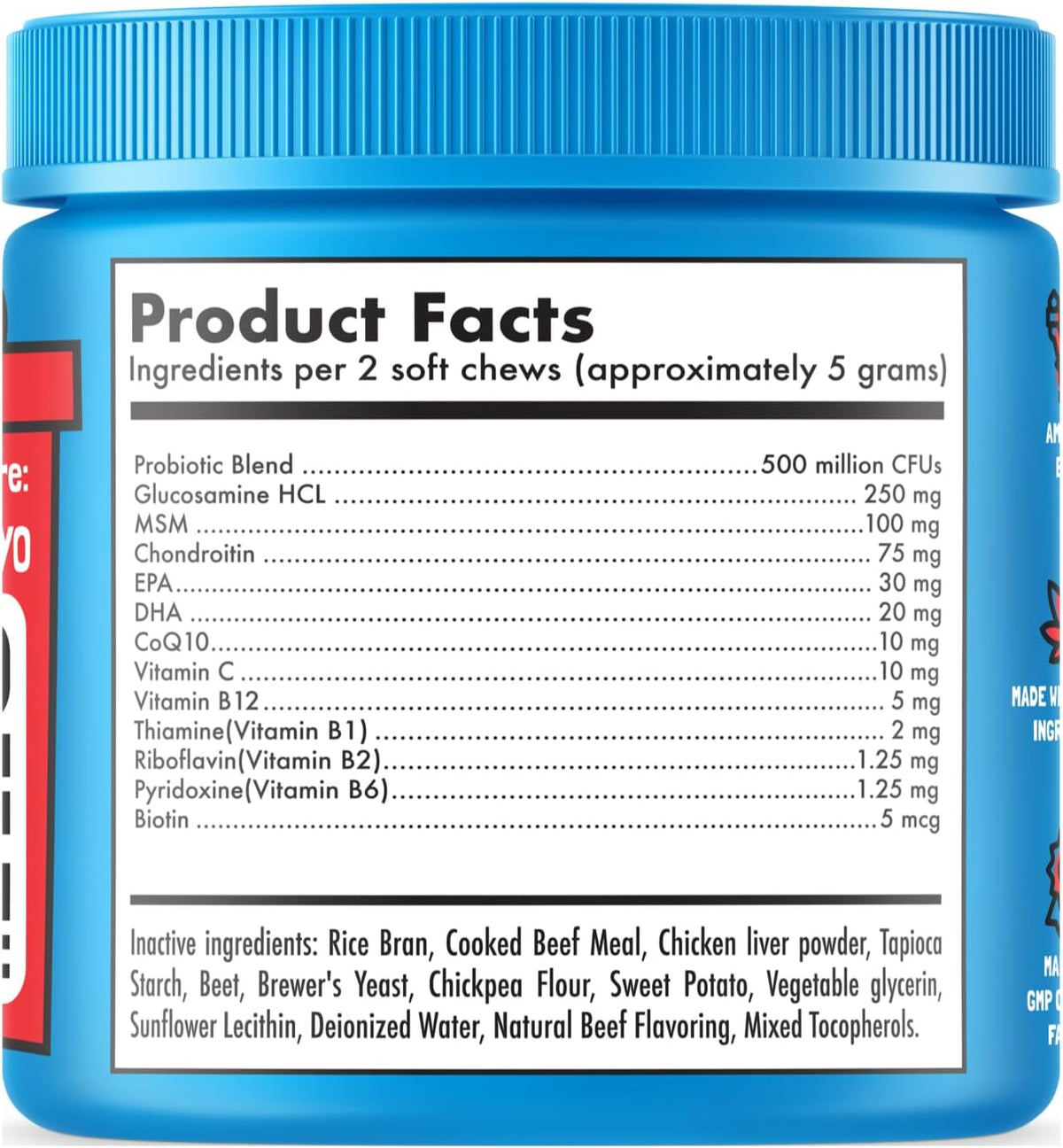 Dog Vitamins - 120 Multivitamins Chews w/Glucosamine Chondroitin, Probiotics Digestive Enzymes and