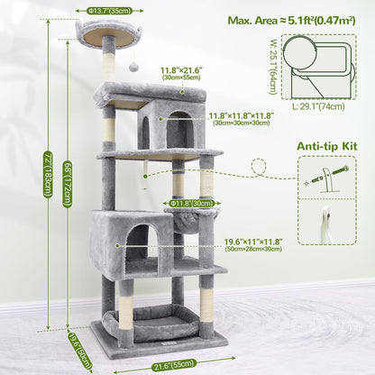 Globlazer Heavy Duty Cat Trees for Large Cats, Sturdy 72in Maine Coon Cat Tree for Large Cats 20