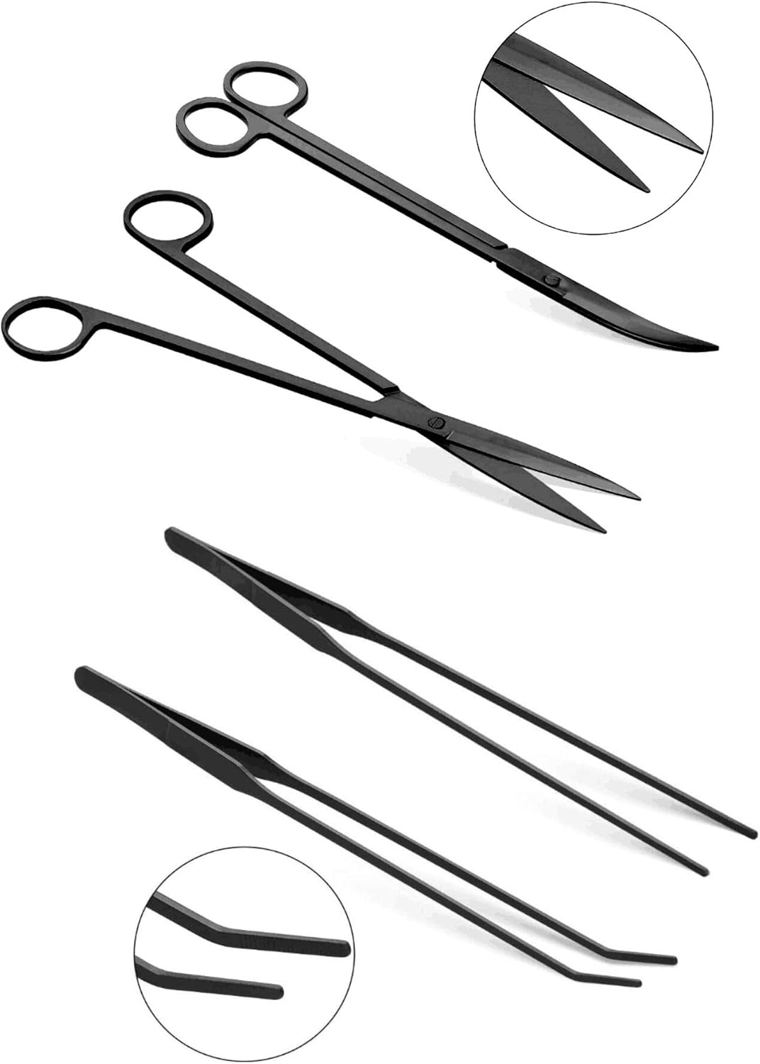 Aquascaping Tools 7 in 1 Kit Aquarium Plant Scissors Tools Set Curved & Waved Scissor Tweezers