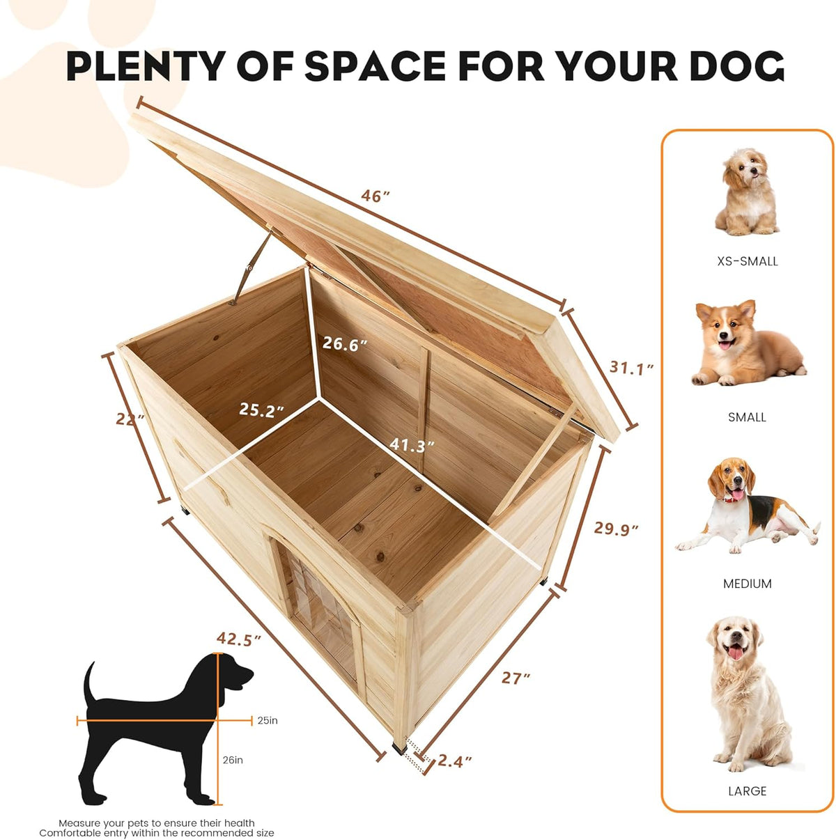 Large Solid Wooden Dog House,Suitable for Both Indoor and Outdoor, Suitable for Large Dogs and