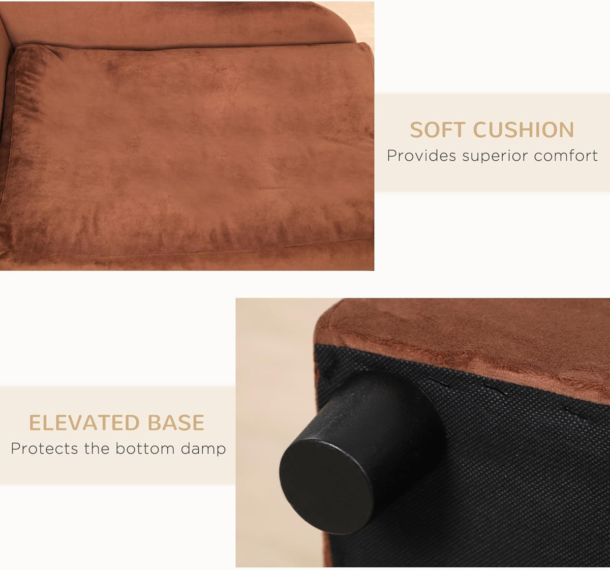 PawHut Luxury Fancy Dog Couch with Hidden Storage, Small Dog Sofa Bed with 2" Soft Foam, Modern Pet