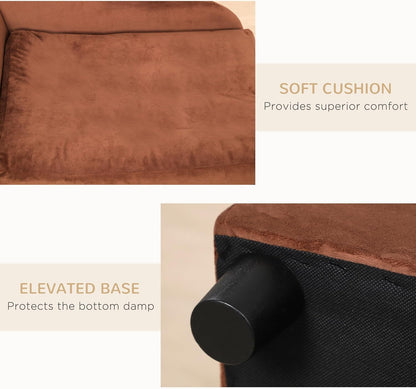 PawHut Luxury Fancy Dog Couch with Hidden Storage, Small Dog Sofa Bed with 2" Soft Foam, Modern Pet