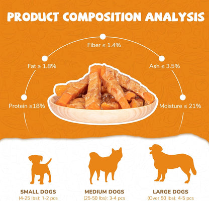 PAWUP Dog Treats Chicken Jerky Wrapped Sweet Potato, Natural Ingredients w/Taurine, Grain Free Dog