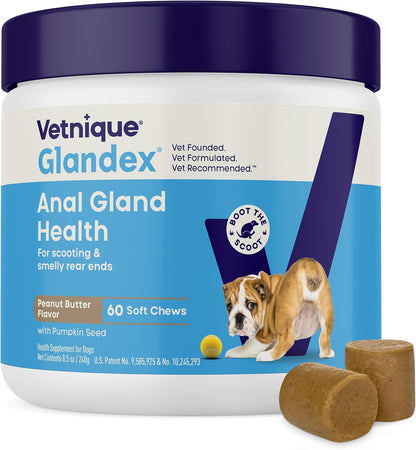 Vetnique Glandex Anal Gland Soft Chew Treats with Pumpkin for Dogs Digestive Enzymes, Probiotics