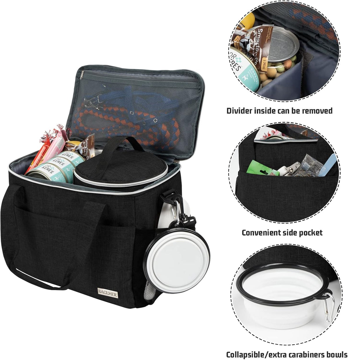 BAGLHER Dog Travel Bag Backpack Pet Supplies Backpack Pet Accessories Storage Bag 5-Piece Set with