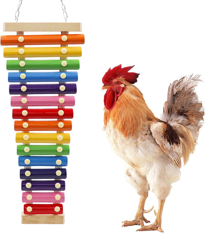 Dnoifne Large Colorful Chicken Xylophone Toy, Hanging Funny Xylophone Toy with 15 Metal Keys, Cage