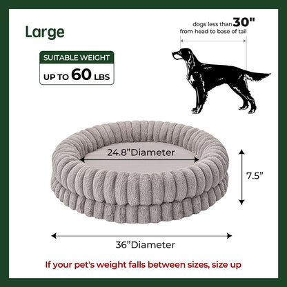 BALANCE Luxury Donut Dog Bed, 36 Inches Round Dog Beds Large Sized Dogs Washable, Orthopedic