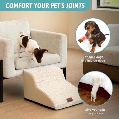 Dog Stairs for Small Dogs 11.8" H, Pet Step with Leakproof Cover, High Density Foam Cat Ramp for