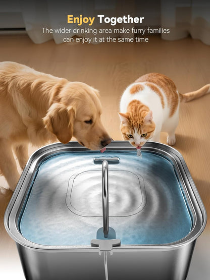 Large Dog Water Fountain 14L/3.7Gal, Stainless Steel Pet Fountain for Large Dogs and Multi-Pets