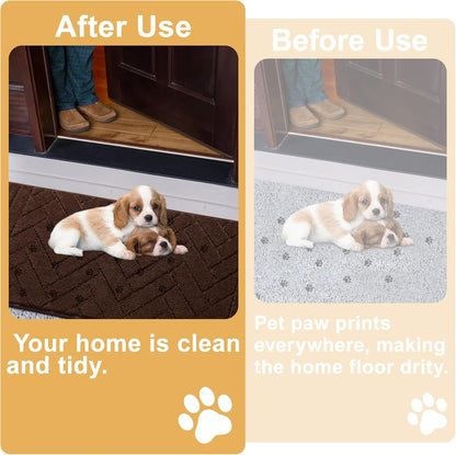 Tindbea Dog Mat for Muddy Paws,Absorbs Moisture Dirt Non-Slip Washable Mud Mat for Dogs,Soft Rubber