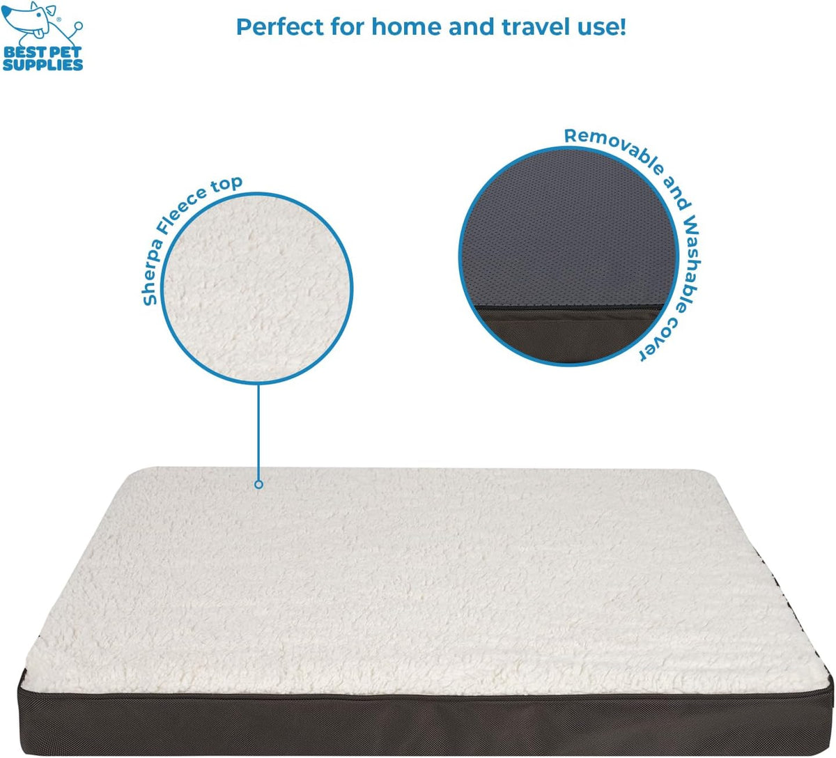 Best Pet Supplies Cute Dog Crate Mat Flat Bed with Waterproof Exterior, Thick Orthopedic Egg Foam