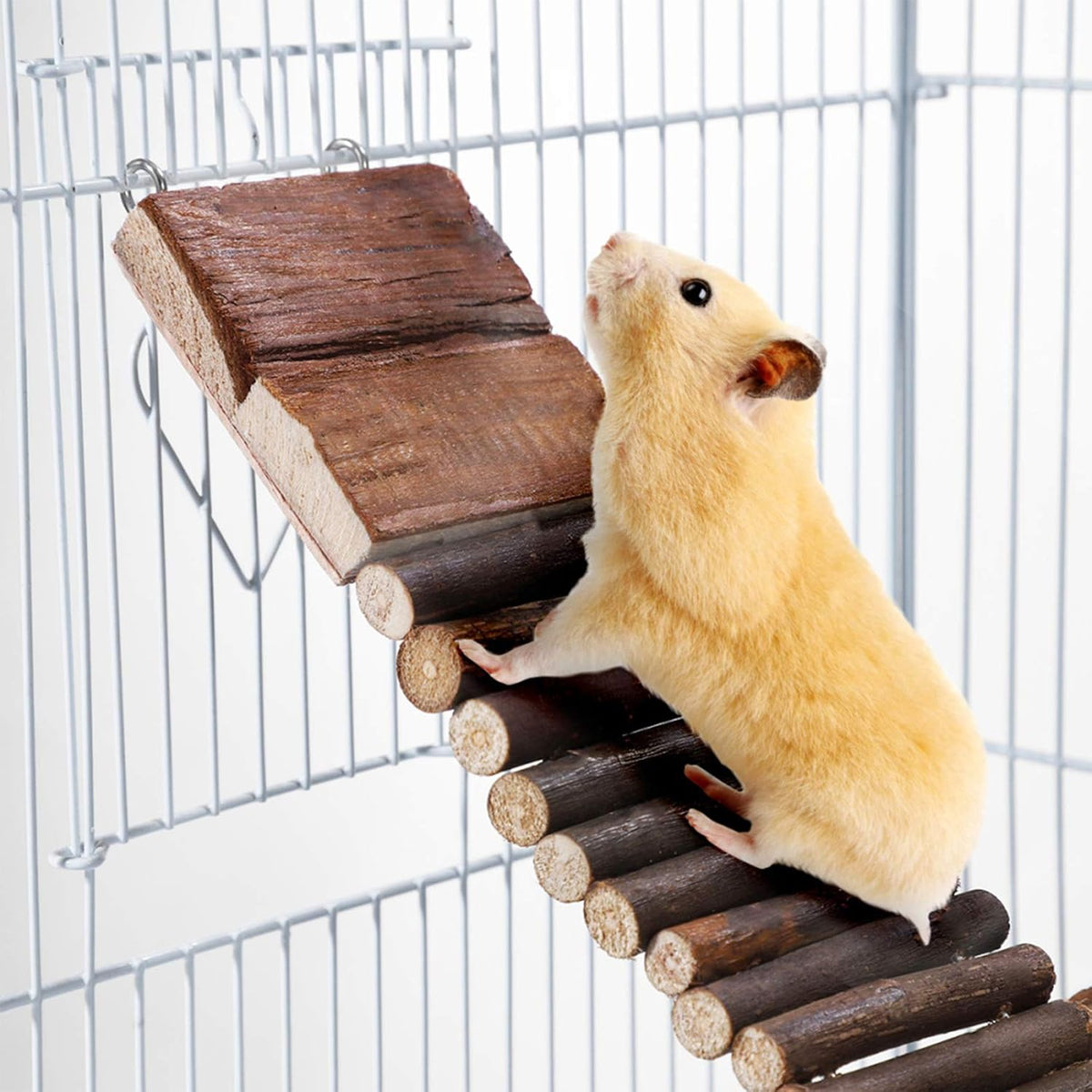 Hamiledyi Hamster Suspension Bridge Rat Long Bendy Bridge Wooden Climbing Ladder Cage Accessories
