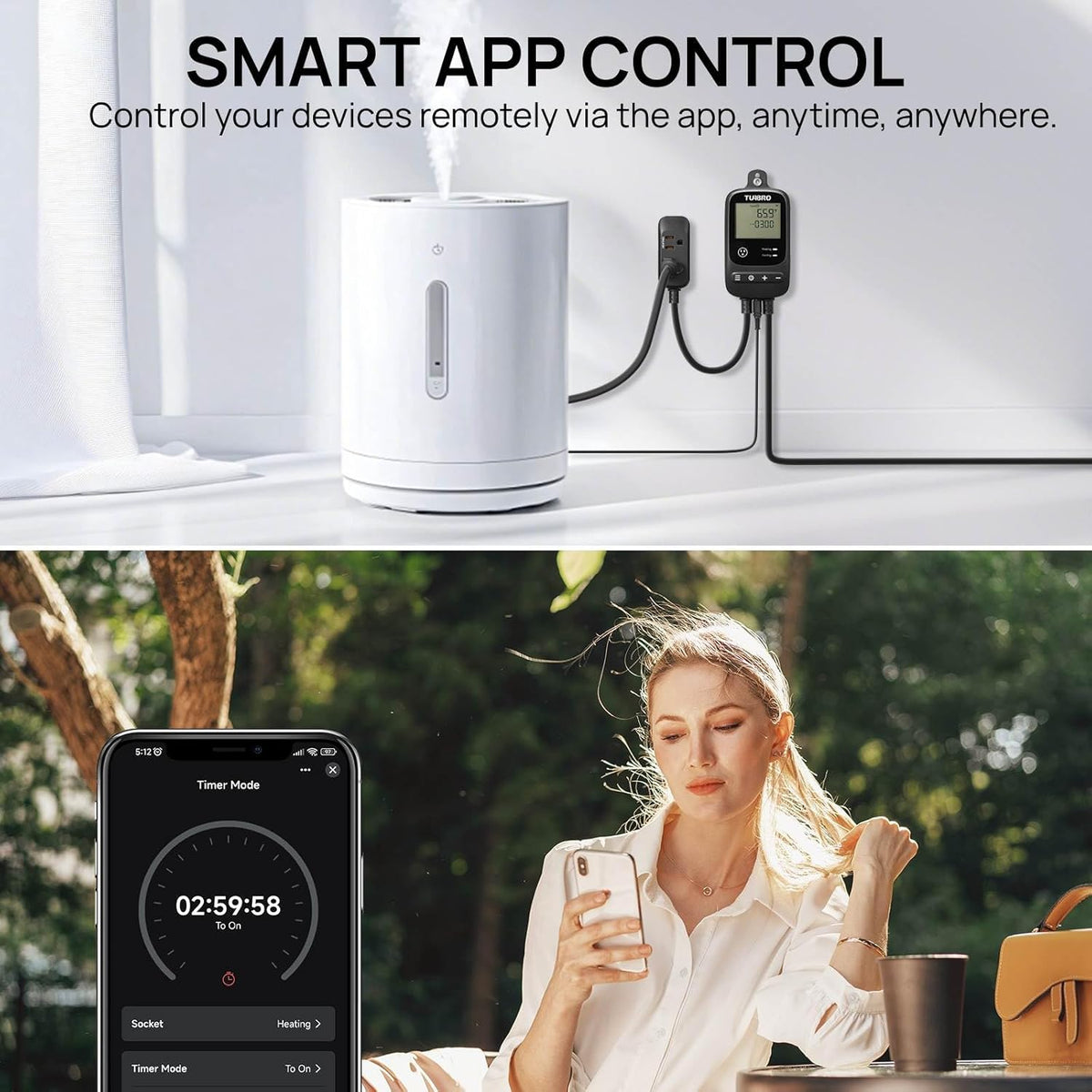 [2 Pack] TURBRO Smart Temperature Controller Heating Cooling, WiFi-Enabled Thermostat with Timer