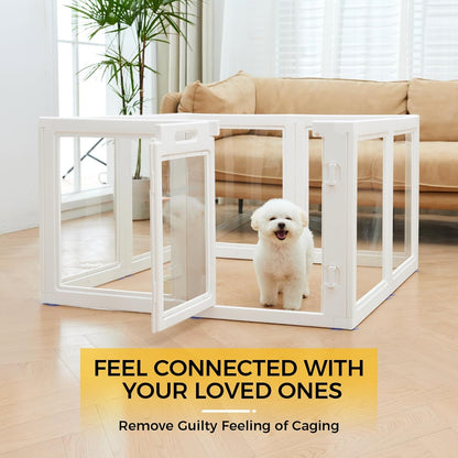 Clear Acrylic Plastic Dog Playpen - Clear Dog Play Pen - Easy Assemble Acrylic Dog Playpen - Puppy