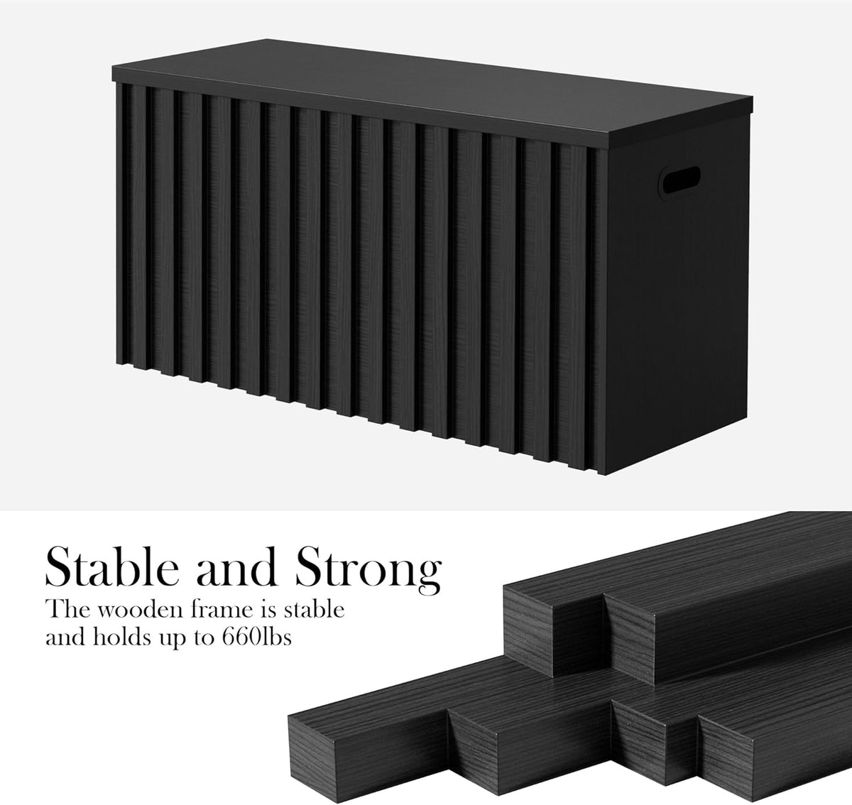 UEV Storage Bench,39.4" Wood Box, Storage Trunk with 2 Safety Hinges, Ottoman Storage Chest, Fluted
