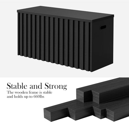 UEV Storage Bench,39.4" Wood Box, Storage Trunk with 2 Safety Hinges, Ottoman Storage Chest, Fluted