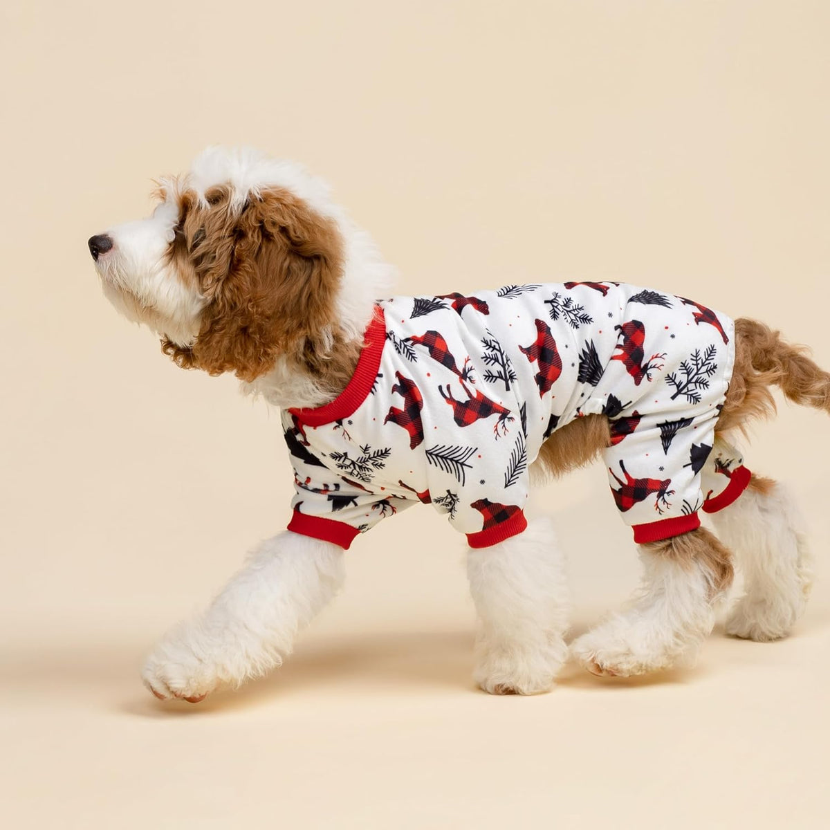 Fitwarm Reindeer Dog Christmas Pajamas, Winter Doggy Clothes for Small Dogs Boy Girl, Fleece Dog