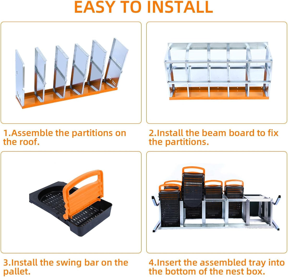 Chicken Nesting Boxes, 10 Hole Metal Chicken Laying Box with with Removable Trays and Roll Out Egg
