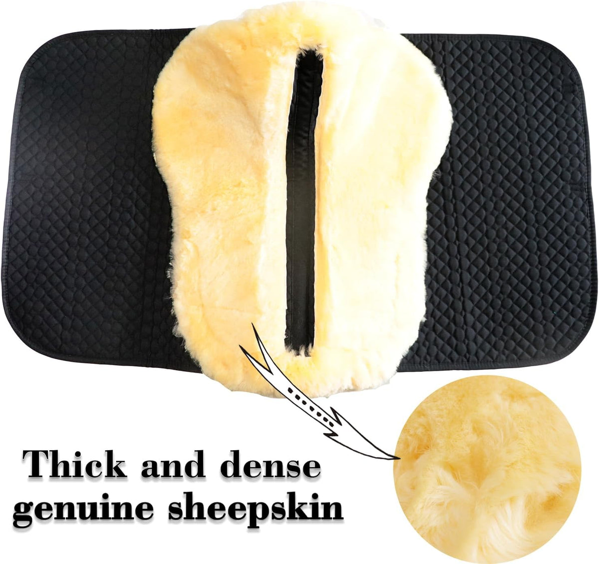 Woolous Dressage Saddle Pad, English Saddle Pad with Sheepskin Trim, Lambskin Wool Fleece Lining