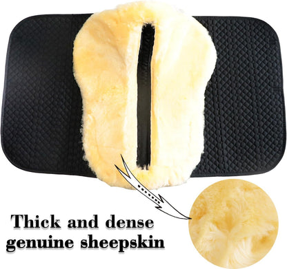 Woolous Dressage Saddle Pad, English Saddle Pad with Sheepskin Trim, Lambskin Wool Fleece Lining