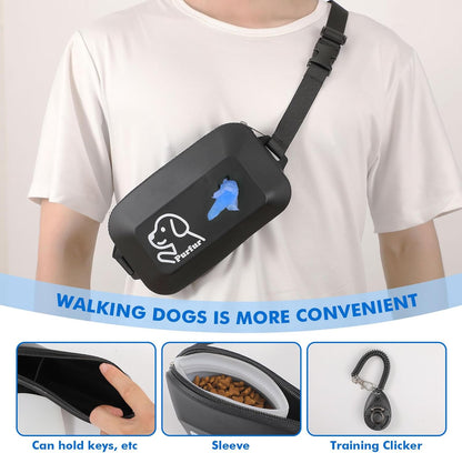 Dog Treat Pouch with Clicker & Poop Bag Holder – Waterproof Silicone, Adjustable Waist Belt for