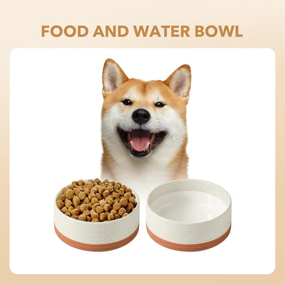 Ceramic 7.3inch Dog Bowl for Medium Breed Dogs, Anti-Slip and Weighted Pet Food and Water