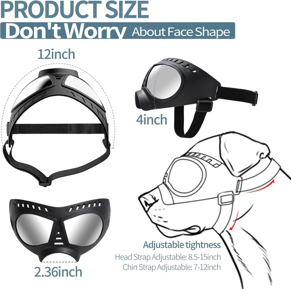 NVTED Dog Goggles Big Area Dog Sunglasses, Large Breed Windproof Snowproof Eye Protection Pet