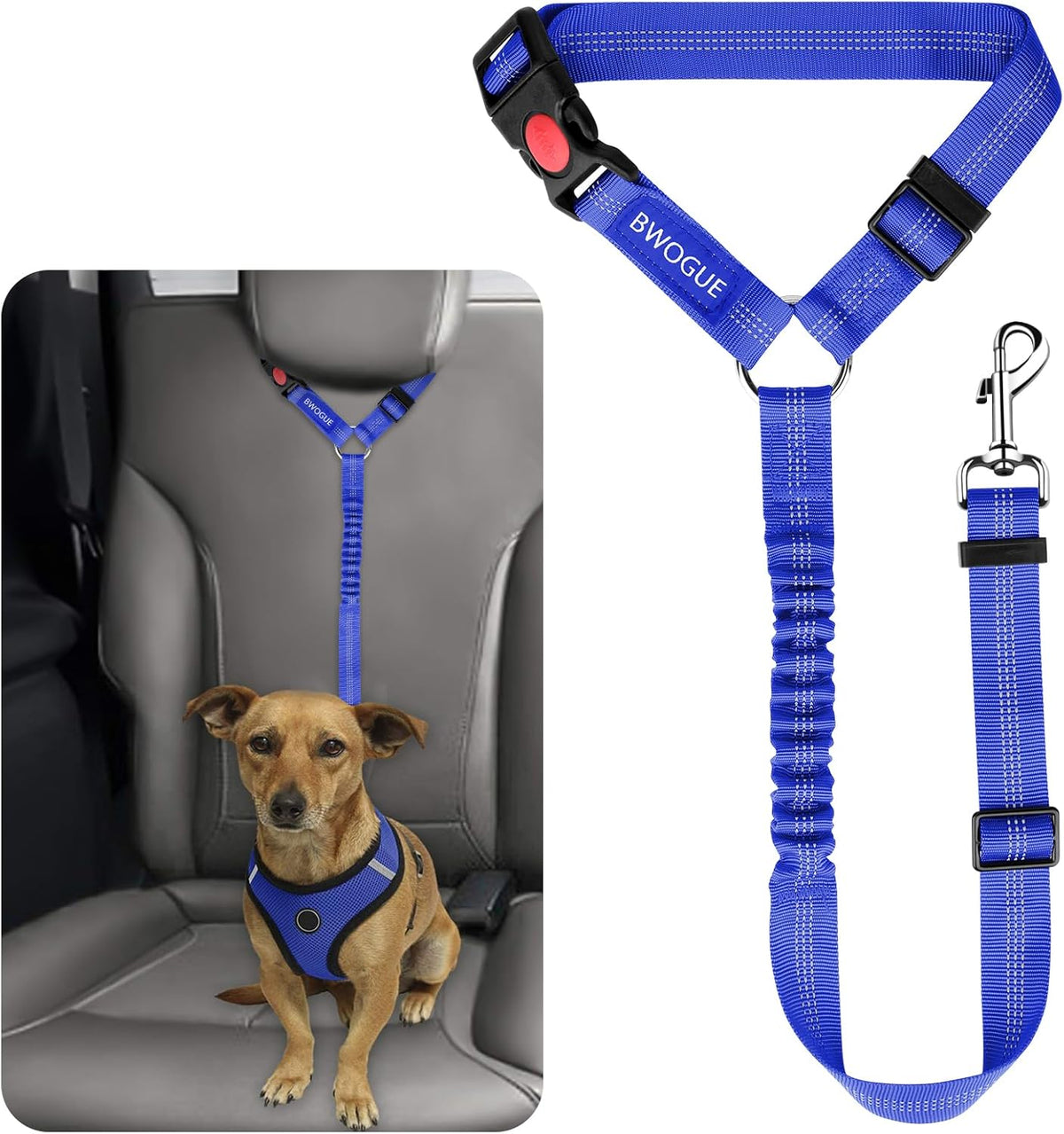 BWOGUE Pet Dog Cat Seat Belts, Car Headrest Restraint Adjustable Safety Leads Vehicle Seatbelt