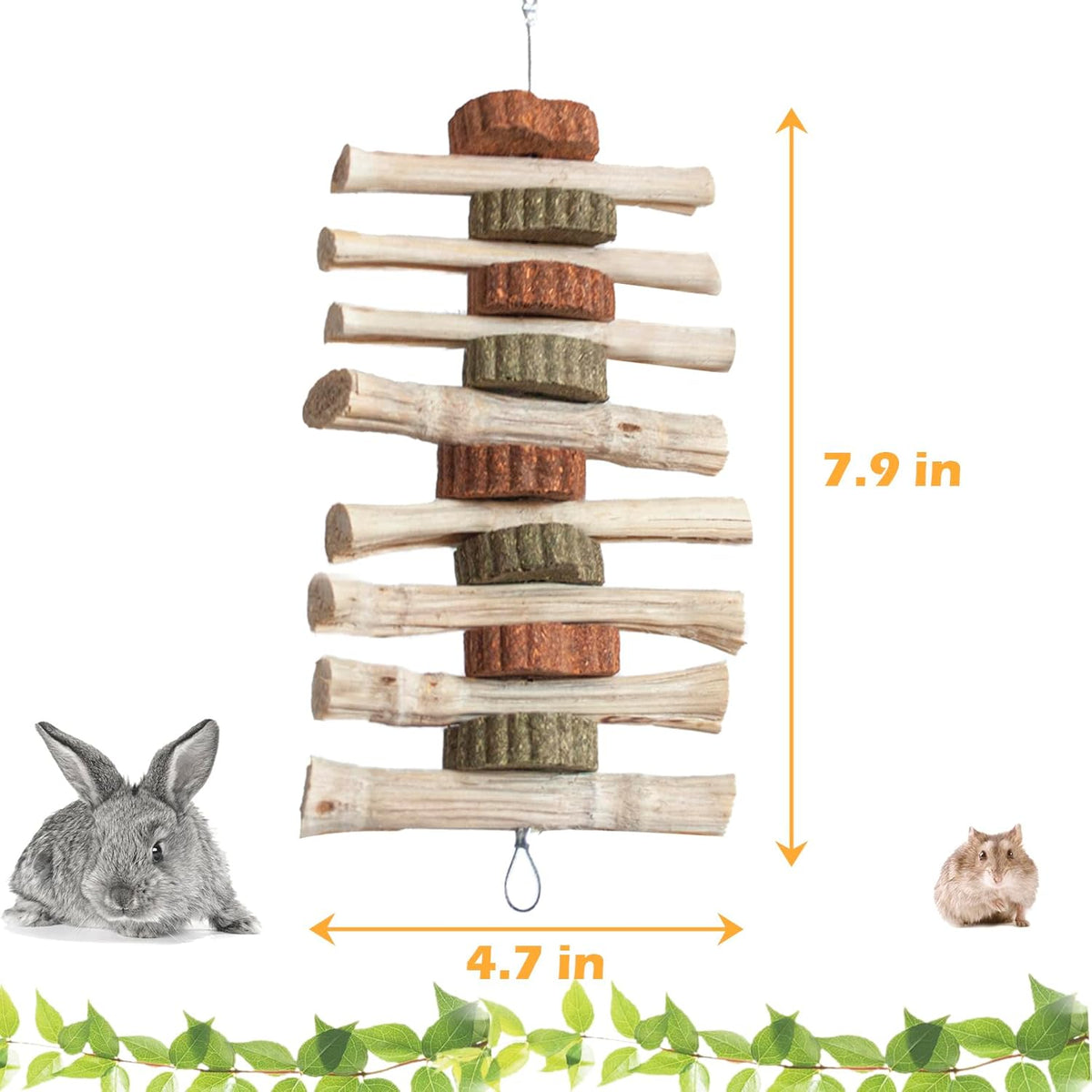 4 PCS Rabbit Chew Toys for Teeth Grinding, Delicious Bunny Cage Hanging Chew Toys, Natural Sweet