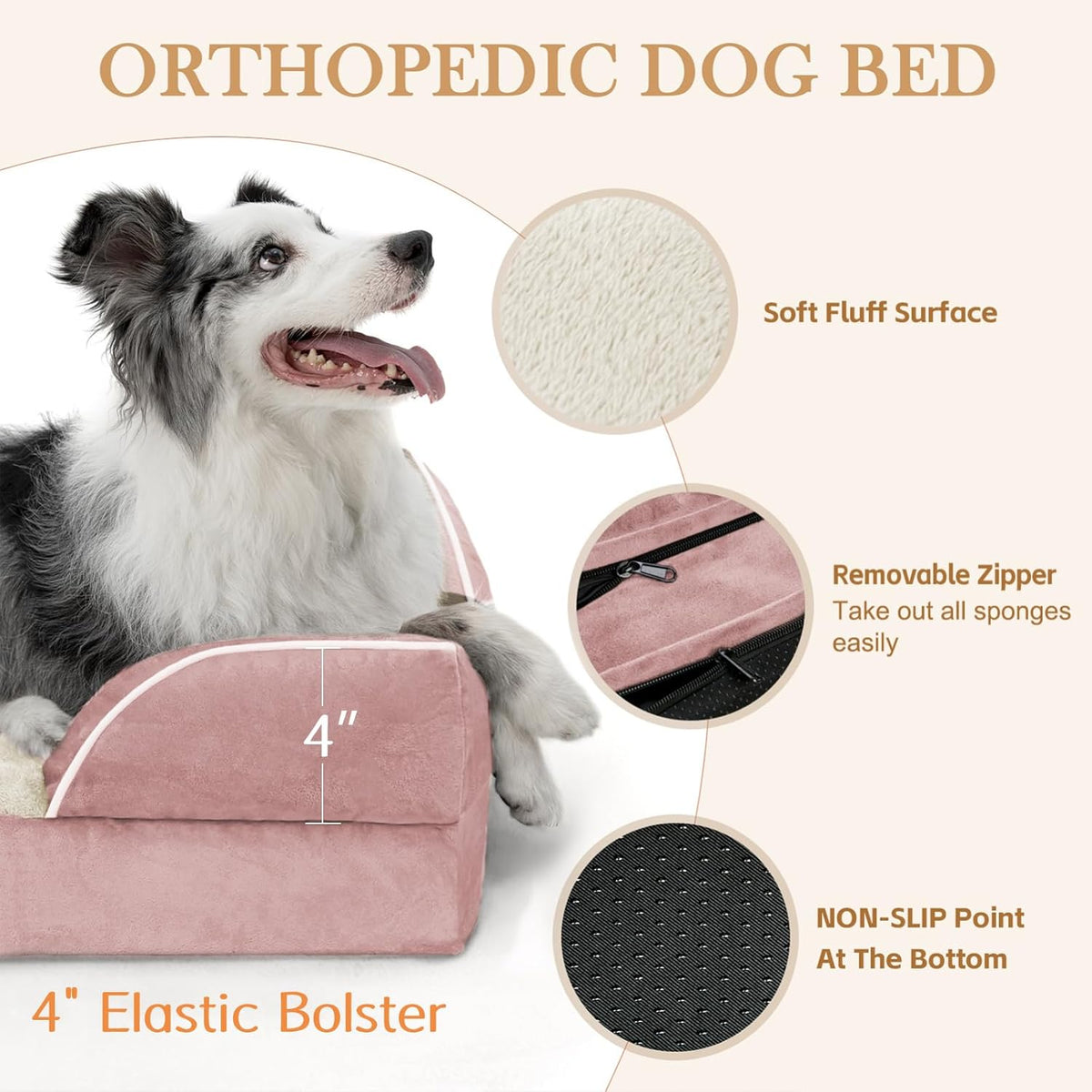 Comfort Expression Medium Dog Beds Waterproof Orthopedic Foam Dog Sofa Beds for Medium Large Dogs