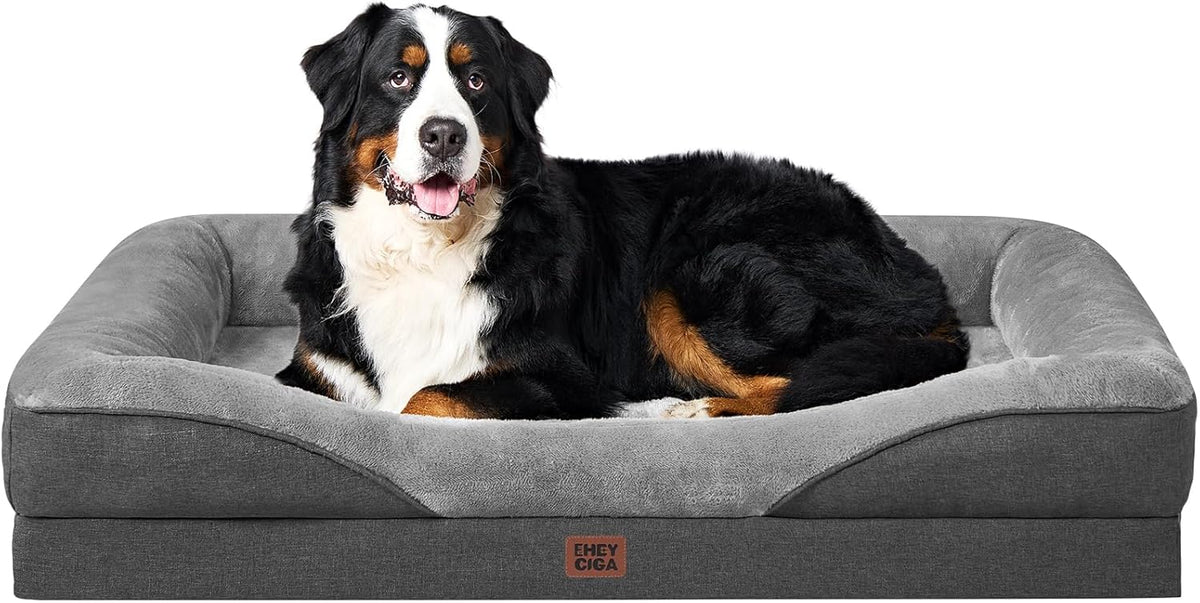 EHEYCIGA Memory Foam XXL Dog Bed for XLarge Sized, Extra Large Orthopedic Dog Sofa with Sides and