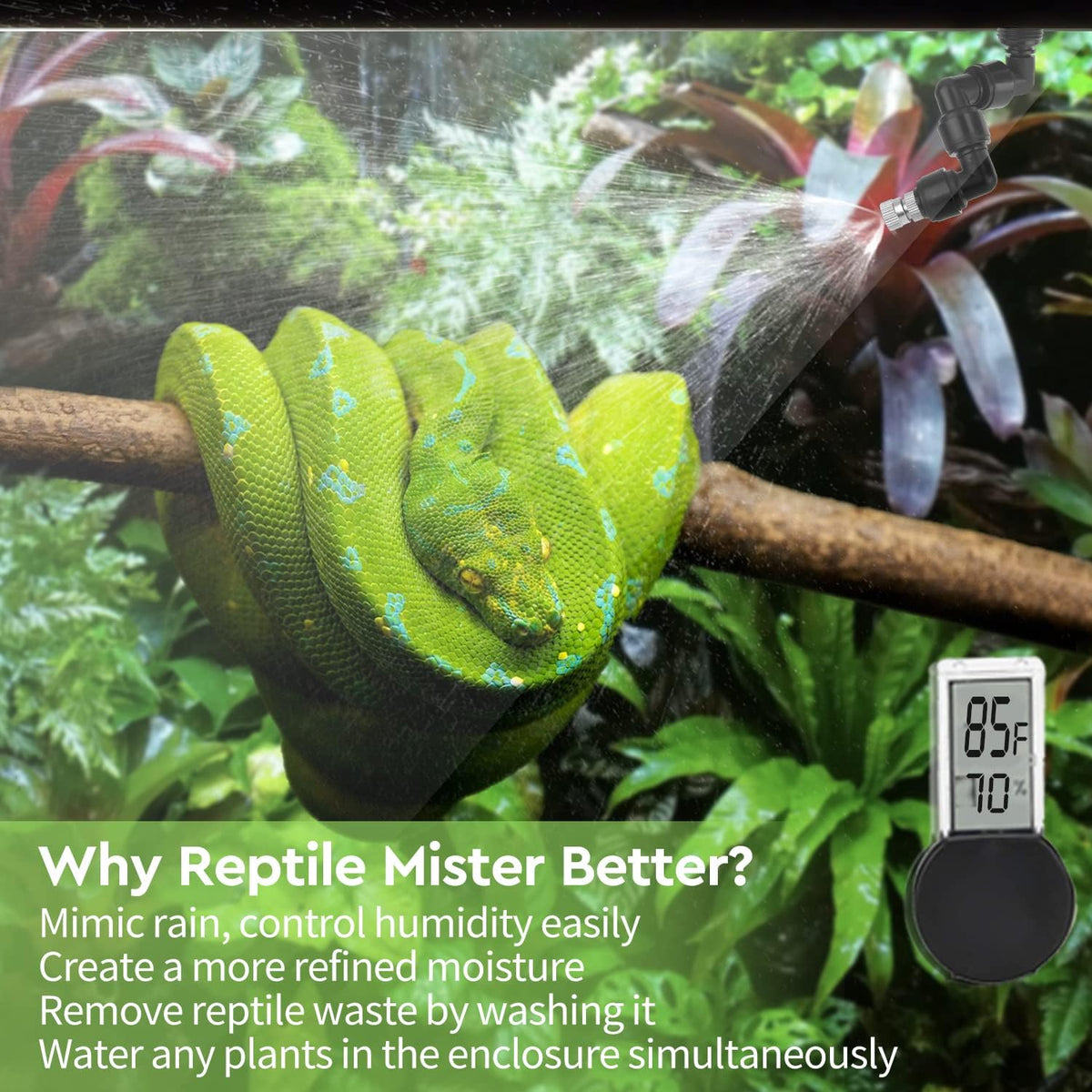 moistenland Reptile Humidifier, Misting System for Terrariums, Automatic with Adjustable Spray