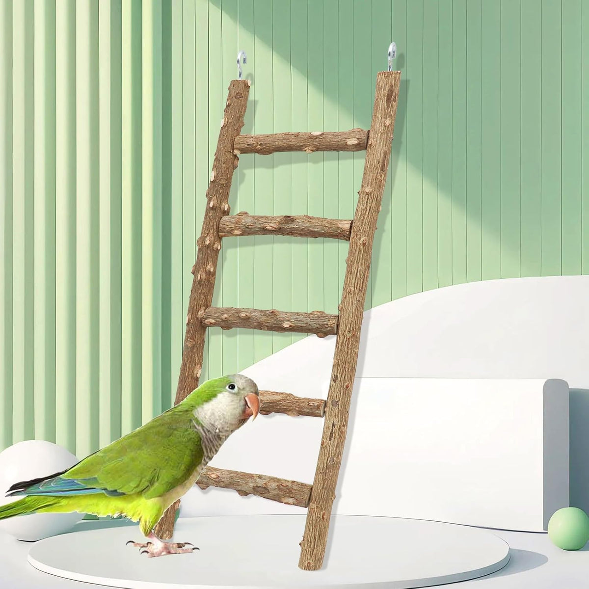 Bird Ladder Toy, Natural Pepper Wood Parrot Ladder, 5-Step Bird Climbing Toys, Bird Chewing Toys