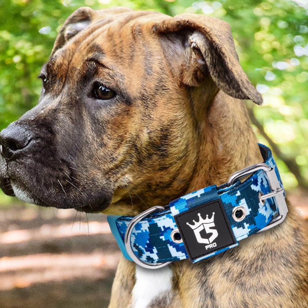 TSPRO Tactical Dog Collar 1.5 Inch Wide Thick Dog Collars with Heavy Duty Metal Buckle, Durable