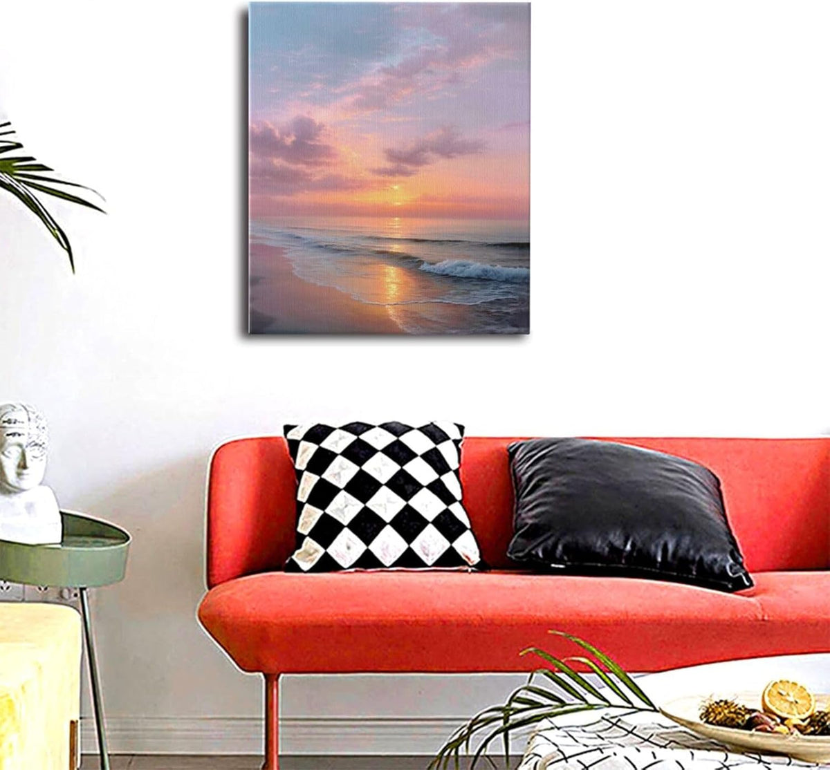 Beach Sunset Wall Art Ocean Coastal Scenery Wall Decor Seascape Picture Canvas Landscape Painting