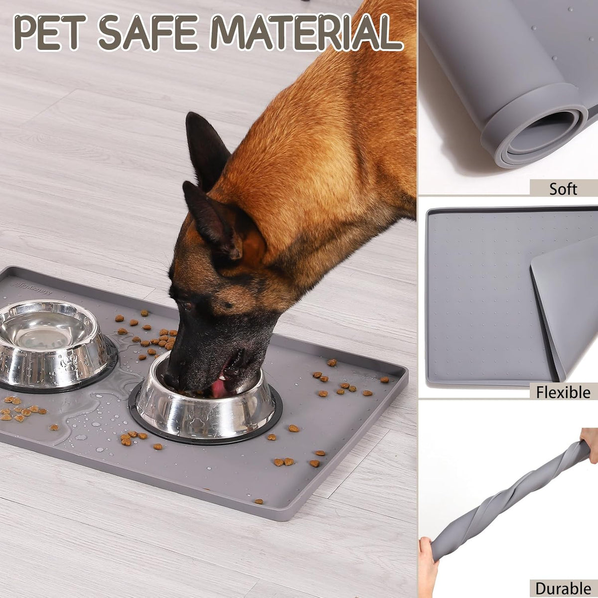 MateeyLife Silicone Cat & Dog Food Mat for Floors Waterproof, Anti-Slip Dog Bowl Mats for Food and