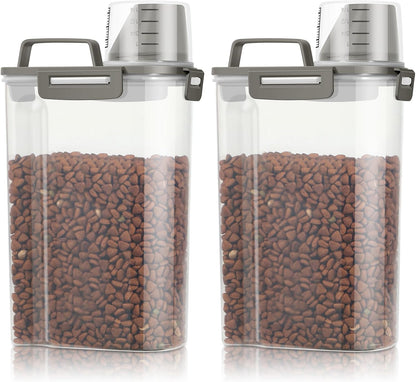 TBMax Small Dog Cat Food Storage Containers 2 Pack, Travel-Friendly Pet Food Container with Spout &