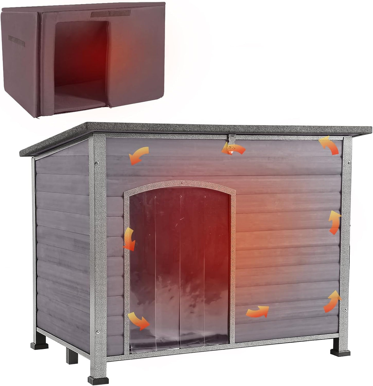 Aivituvin Dog House with Insulated Liner, Outdoor Indoor Weatherproof Dog House for Winter