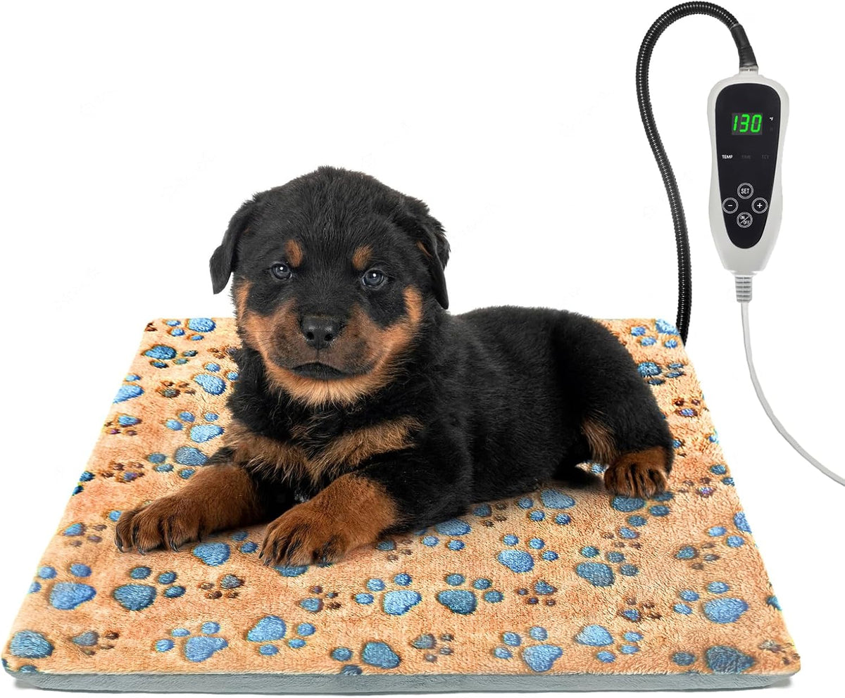 Cat Heating Pad，18×18 In Dog Heated Bed Smart Temperature Control Switch, Metal Protective Pipe
