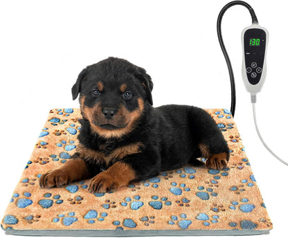 Cat Heating Pad，18×18 In Dog Heated Bed Smart Temperature Control Switch, Metal Protective Pipe