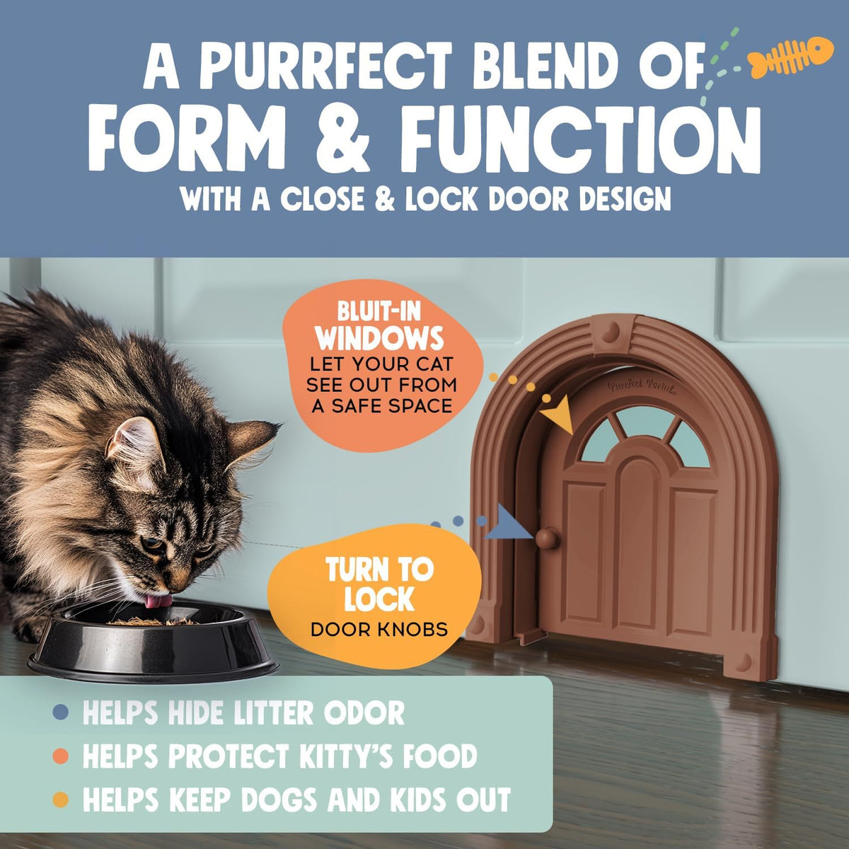 Meow Manor® Cat Door Interior Door - No-Flap, Interior Cat Door for Cats Up to 20 lbs, Easy DIY
