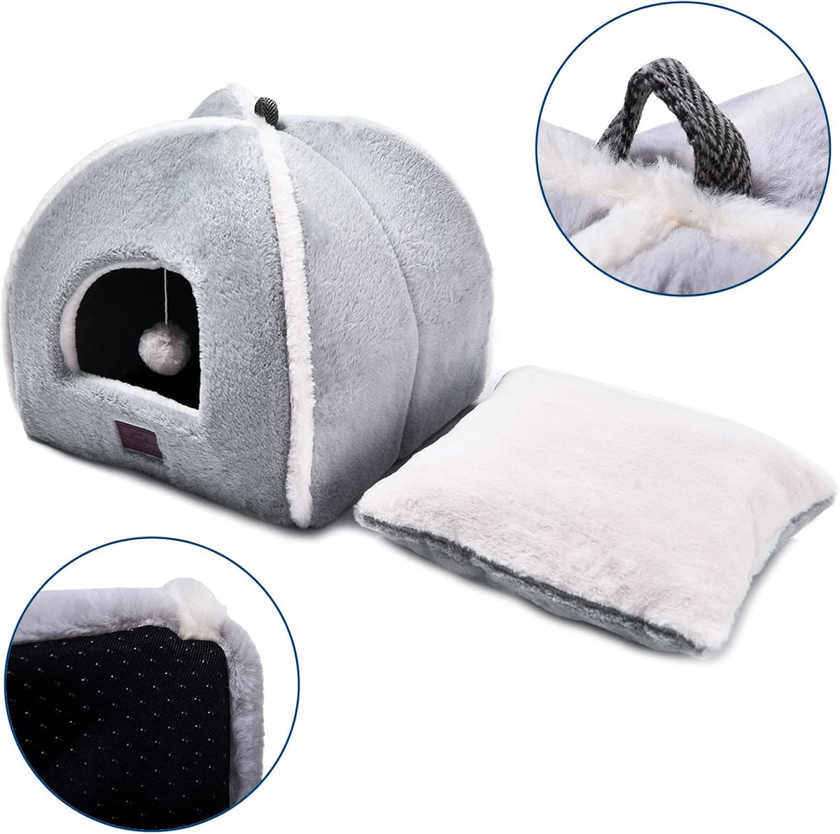 Cat Bed for Indoor Cats - Cat Cave Bed Cat House Cat Tent with Removable Washable Cushioned Pillow