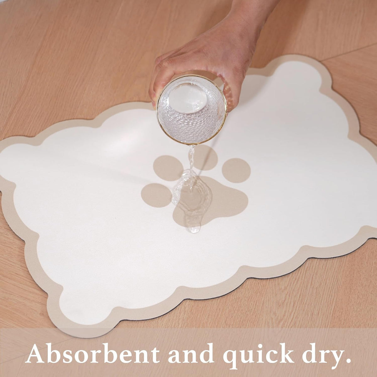 Ralxion Scalloped Dog Feeding Mat, Absorbent Mats for Dog Food and Water Bowl, Dispenser, Cute