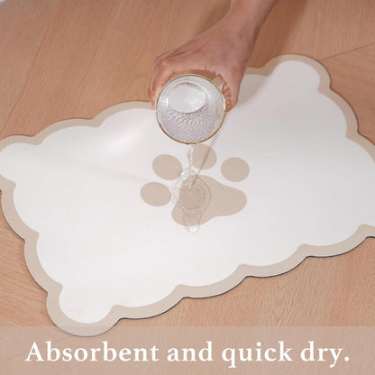 Ralxion Scalloped Dog Feeding Mat, Absorbent Mats for Dog Food and Water Bowl, Dispenser, Cute
