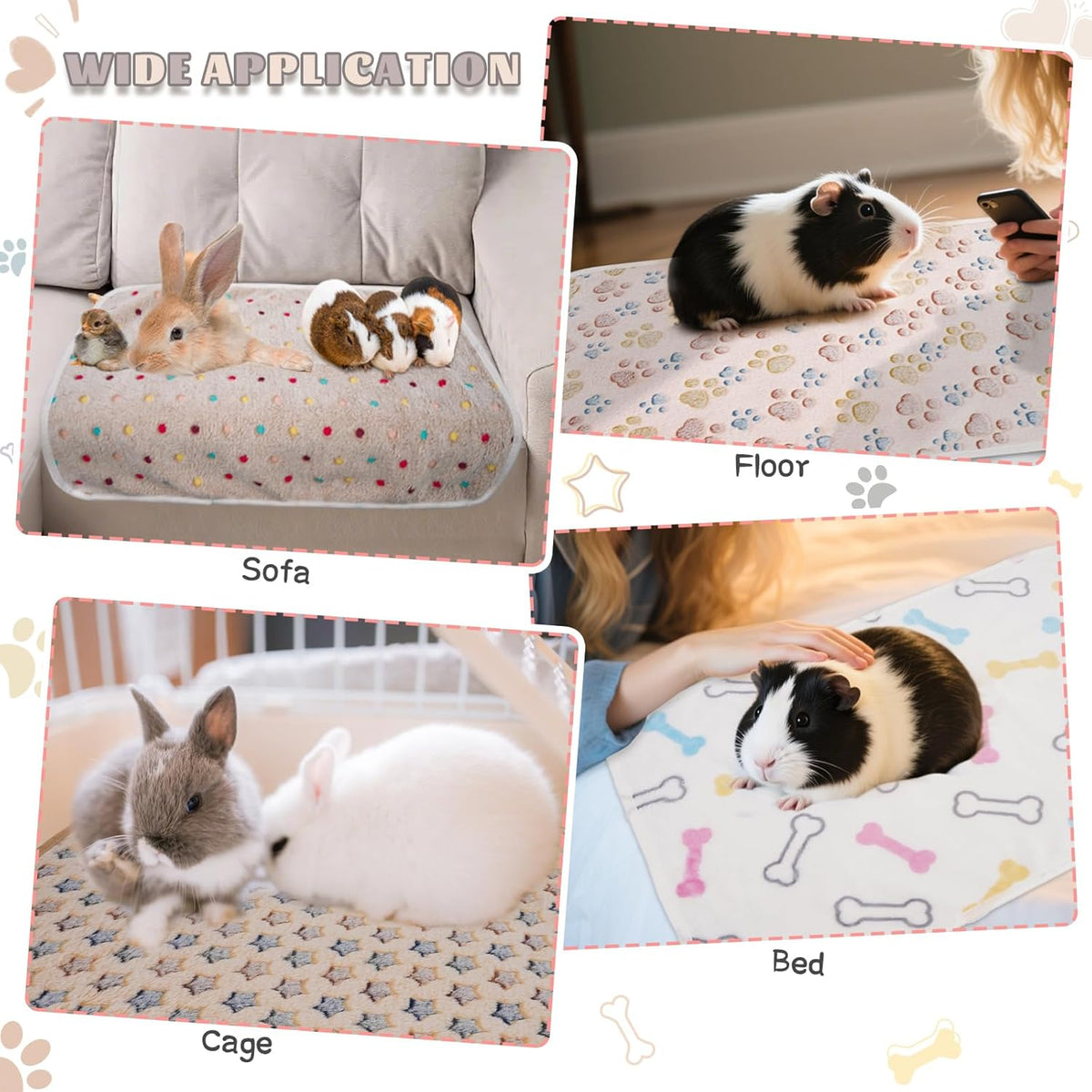 6 Pack Guinea Pig Cage Liner, Washable Guinea Pig Fleece Blankets Beding Accessories, Flannel Throw