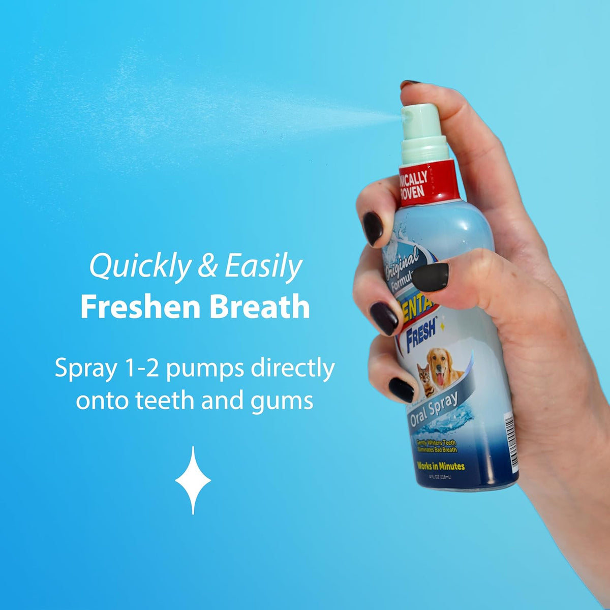 Dental Fresh Oral Spray for Dogs and Cats, Eliminates Bad Breath and Protects Their Teeth & Gums, 4