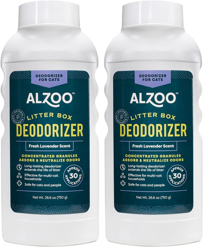 ALZOO Cat Litter Deodorizer, Concentrated Granules Absorb & Help Neutralize Odors, 100% Plant-Based