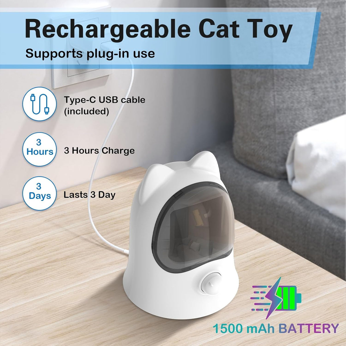 Cat Laser Toys for Indoor Cats, Random Trajectory Laser Cat Toy, Interactive Cat Toys for Bored