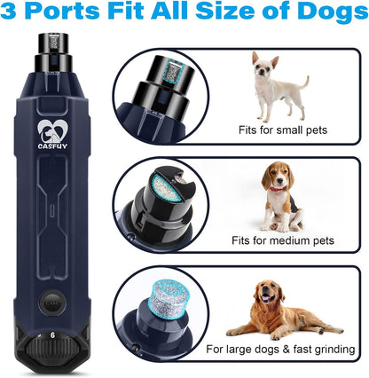 Casfuy 6-Speed Dog Nail Grinder - Newest Enhanced Pet Nail Grinder Super Quiet Rechargeable